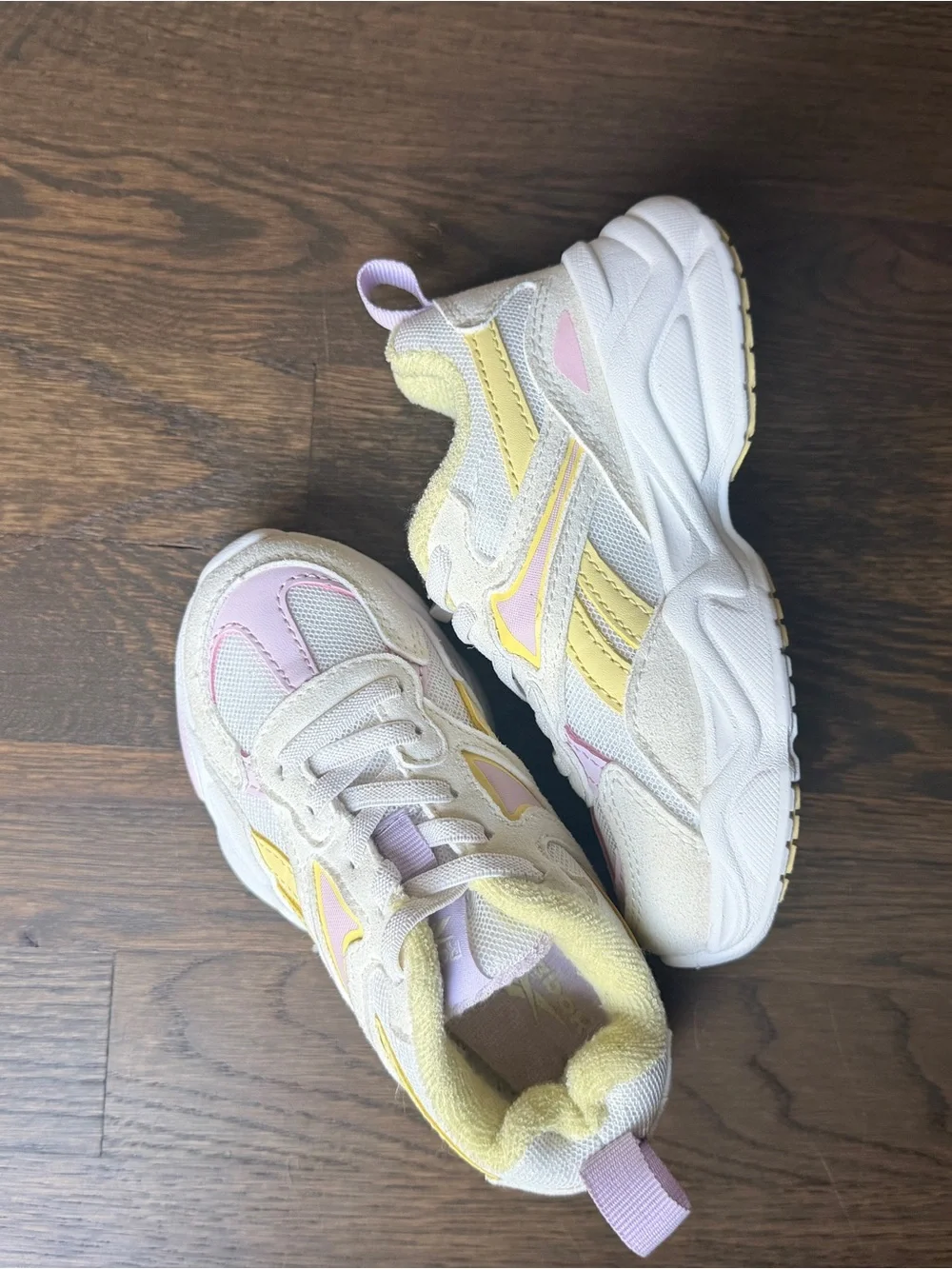 Reebok Kids Athletic Sneakers in Cream, Yellow & Pink